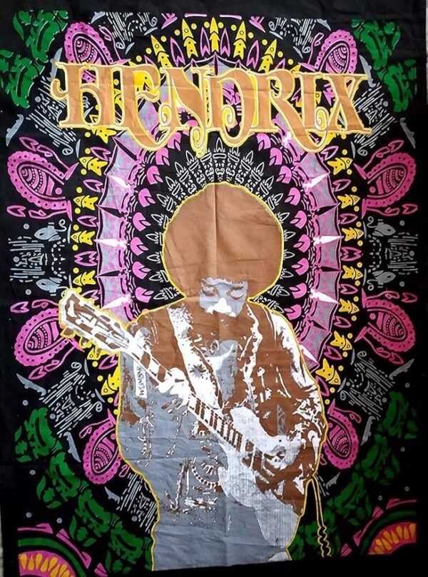 ICC Jimi Hendrix Guitar Poster Wall Hanging Trippy Tapestries 30 x 40 Inches Jimmie Hendrix Classic Rock legend Music Tapestry Jimmy Bohemian Decoration Psychedelic Hippie Large Vintage Decor Black