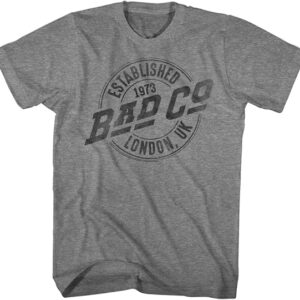 Bad Company English Vintage Rock Band Established 1973 Faded Logo Adult Short Sleeve T-Shirt Graphic Tee