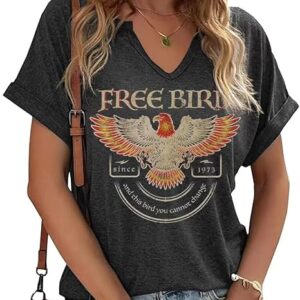 Vintage Rock Band T Shirt for Women Fashion Musical Tees Casual Sexy Notched V-Neck T Shirts Country Music Short Sleeve Tees…