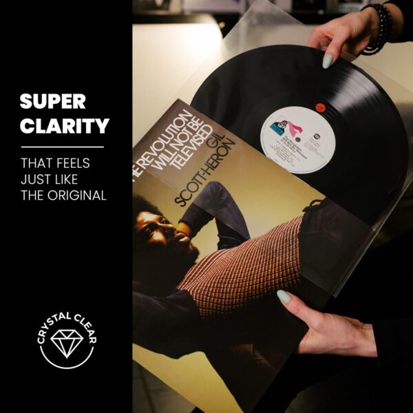 EVEO 100 Vinyl Record Sleeves Outer – Crystal Clear Outer Vinyl Sleeves LP Album Covers 12.75"x12.75" | Perfect Fit Protective 3 Mil Protection for Single & Double LPs - Archival Quality - Image 2