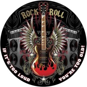 KENSILO Rock and Roll Round Retro Vintage Bar Metal Tin Sign Poster Style Wall Art Pub bar Decor 12 x 12 inches