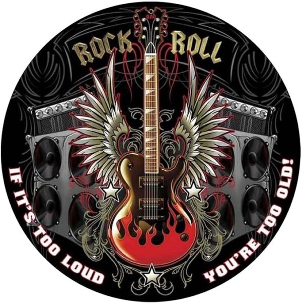 KENSILO Rock and Roll Round Retro Vintage Bar Metal Tin Sign Poster Style Wall Art Pub bar Decor 12 x 12 inches