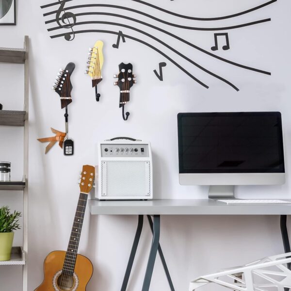 KUNGYO Vintage Guitar Shaped Decorative Hooks Rack Hangers for Hanging Clothes Coats Towels Keys Hats Metal Resin Hooks Wall Mounted Heavy Duty (3-Pack) (Guitar Hook-A) - Image 4