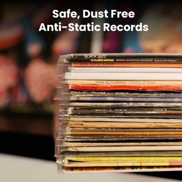 EVEO 100 Vinyl Record Sleeves Outer – Crystal Clear Outer Vinyl Sleeves LP Album Covers 12.75"x12.75" | Perfect Fit Protective 3 Mil Protection for Single & Double LPs - Archival Quality - Image 3
