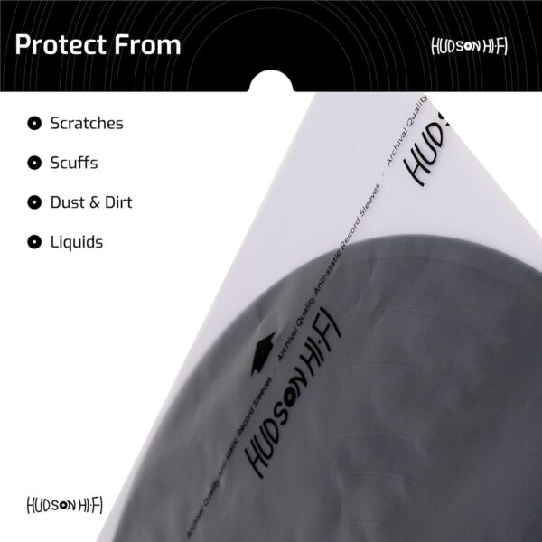 Hudson Hi-Fi 3 Layers HDPE Anti-Static 100 Vinyl Record Inner Sleeves - Durable Clear Disc Sleeves- Protect LP Albums from Dirt, Dust & Scratches - Acid-Free Rice Paper Interior Disc Covers - Image 4
