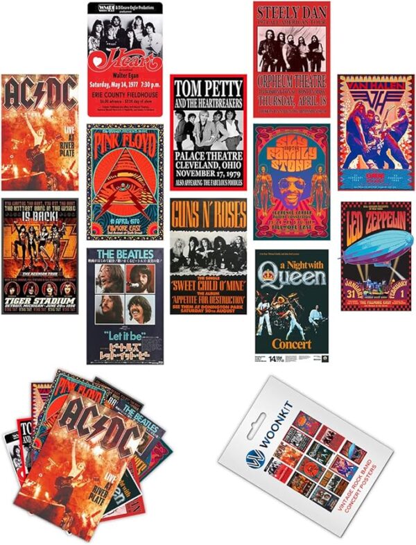 Woonkit Vintage Rock Band Posters for Room Aesthetic, 70s 80s 90s Retro Music Room Wall Bedroom Decor Art, Vintage Rock Concert Poster Wall Collage, Old Music Album Cover Prints (12 SET B, 7.8X11.8 INCH) - Image 6