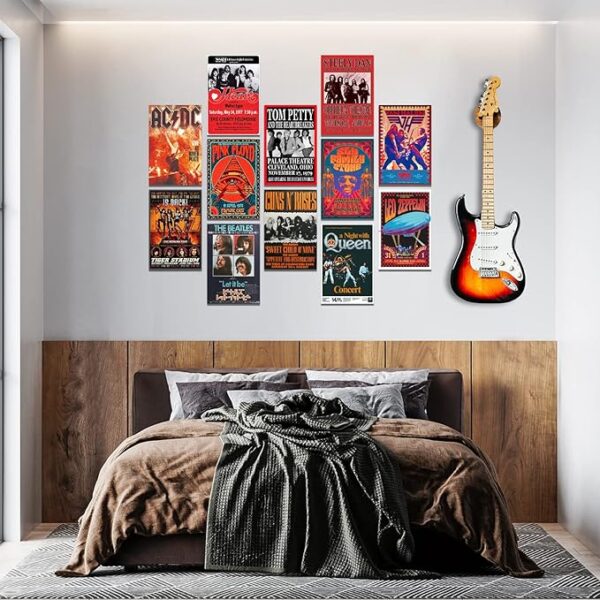 Woonkit Vintage Rock Band Posters for Room Aesthetic, 70s 80s 90s Retro Music Room Wall Bedroom Decor Art, Vintage Rock Concert Poster Wall Collage, Old Music Album Cover Prints (12 SET B, 7.8X11.8 INCH) - Image 3