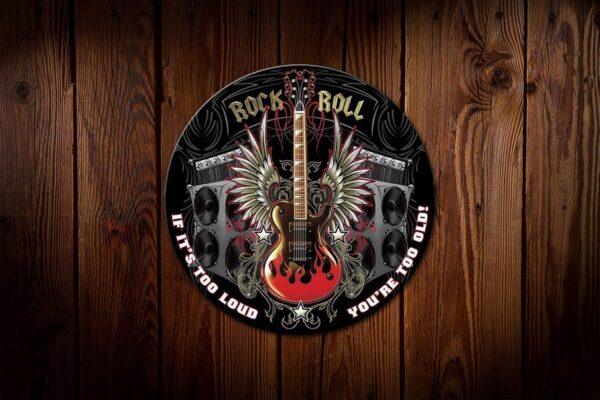 KENSILO Rock and Roll Round Retro Vintage Bar Metal Tin Sign Poster Style Wall Art Pub bar Decor 12 x 12 inches - Image 3
