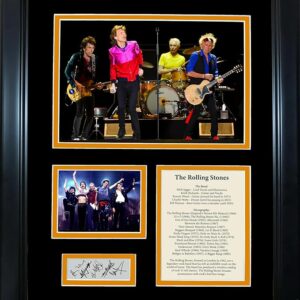 HOFSM.COM Hall of Fame Sports Memorabilia Framed The Rolling Stones Band Discography Facsimile Laser Engraved Signatures Auto 11"x14" Music Photo Sig Collage