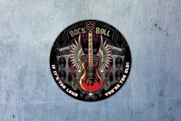 KENSILO Rock and Roll Round Retro Vintage Bar Metal Tin Sign Poster Style Wall Art Pub bar Decor 12 x 12 inches - Image 4